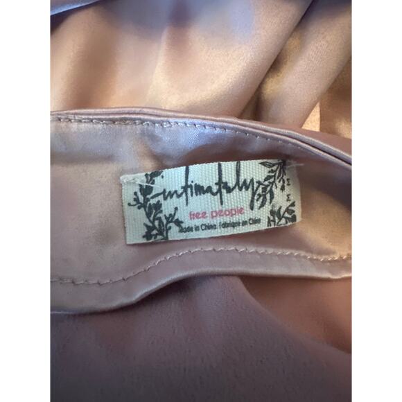 Women M Intimately Free People Satin Pink Mini Dress Lace-Up Open Back - Picture 6 of 6